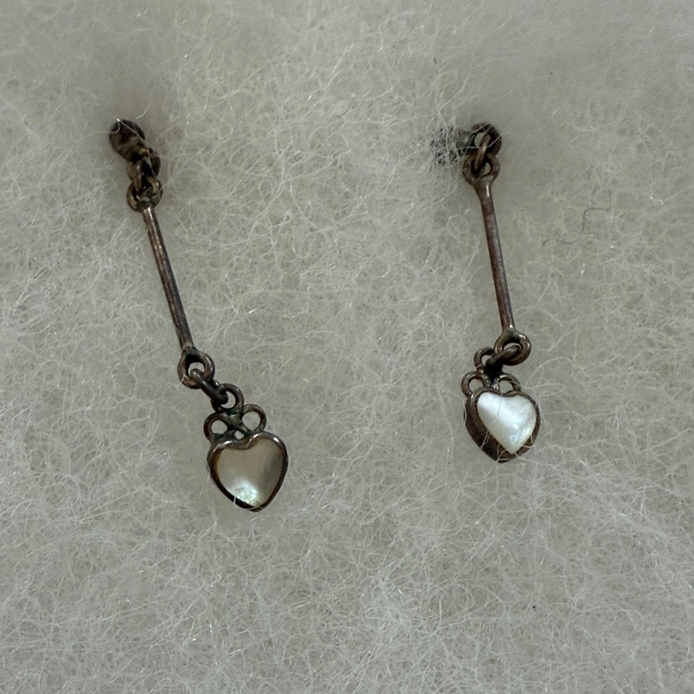 Mother of Pearl Heart Drop Earrings